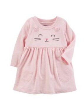 Carter's Heathered Kitty Cat Dress, Soft Pink, Newborn